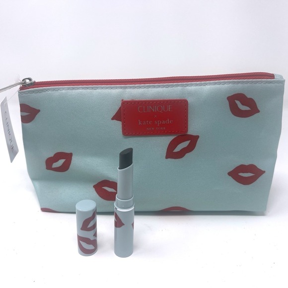 Kate Spade Collectors Lips Makeup Case & Red Lips Matching Lipstick black honey - Picture 3 of 16